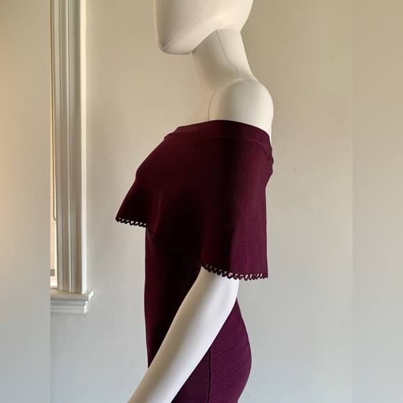 NWOT Marciano Meldon Off The Shoulder Bandage Gown in Plum - Picture 4 of 14